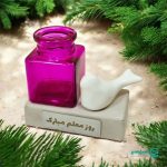 تندیس  گلدان شیشه ای و کبوتر