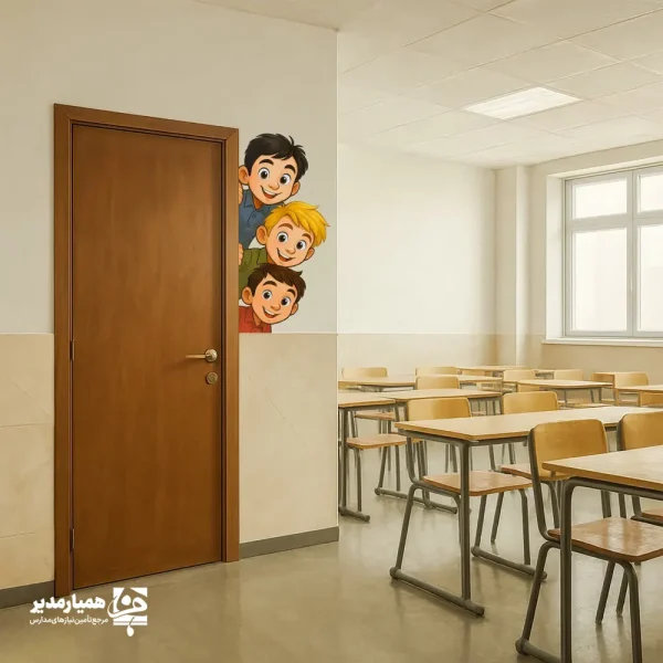 استیکر دیواری کنار دری طرح دانش آموز پسرانه(کد 51 ) - Image 2