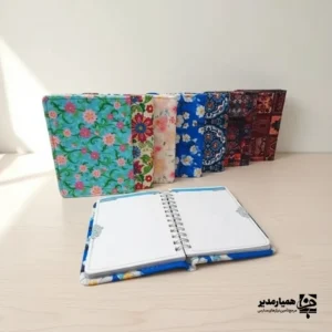 دفترچه یادداشت سیمی 80 برگ با جلد پارچه ای گلدار