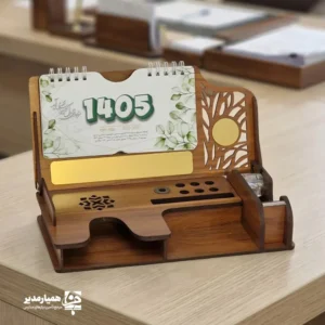 "تقویم رومیزی کد 206، تقویم رومیزی MDF تبلیغاتی، تقویم رومیزی قابل شخصی‌سازی، تقویم رومیزی اداری شیک، تقویم رومیزی سازمانی 1405"