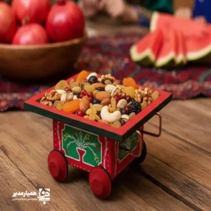 ✨ چرخ طوافی نقلی یلدایی – کوچیک، خوشگل و دلبر از همیار مدیر! چرخ طوافی چوبی یلدایی با وزن فقط ۱۰ گرم و ابعاد ۱۰.۵×۴ سانتی‌متر 🍉 مناسب تزیین میز جشن مدارس، هدیه‌های فانتزی و چیدمان سفره یلدا 🎁✨ انتخابی خاص و کاربردی از همیار مدیر برای جذاب‌تر کردن جشن بچه‌ها!