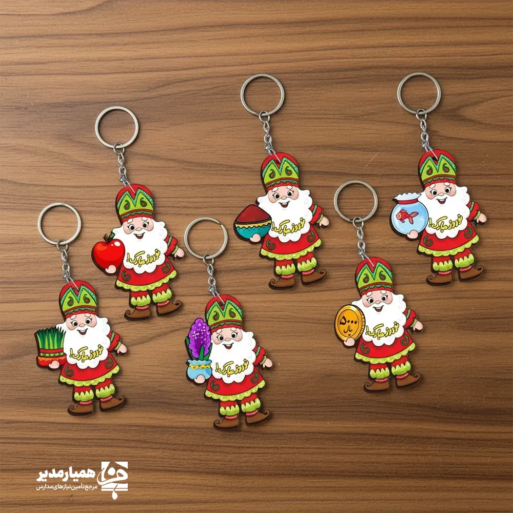 "جاکلیدی چوبی عمو نوروز | یادگاری شاد نوروزی برای همه سنین 🌸🗝️ جاکلیدی چوبی عمو نوروز با الهام از سنت‌های زیبای ایرانی و نمادهای رنگارنگ هفت‌سین، هدیه‌ای خاص و دوست‌داشتنی برای روزهای بهاری است 🐟🍎🌿. این محصول با طراحی منحصر به فرد و چهره‌ی شاد عمو نوروز، حس شادی جشن نوروز را به همراه دارد و می‌تواند انتخاب اول پک‌های فرهنگی، هدیه مدارس، عیدی کارمندان و استفاده در برنامه‌های همیار مدیر باشد. این جاکلیدی از چوب طبیعی و مقاوم تولید شده و با وزن تقریبی ۱۴ گرم و ابعاد ۵ × ۲ سانتی‌متر، خوش‌دست و سبک است. طراحی دقیق با برش لیزری، جزئیات هفت‌سین (مثل سبزه، ماهی، سکه، سیب، سنبل و ...)، و چاپ رنگی بادوام، از ویژگی‌های برجسته این محصول به شمار می‌آید 🎨🌷 🌺 طرح: عمو نوروز با نمادهای نوروزی و لباس سنتی 🪵 جنس: چوب سبک و باکیفیت، با روکش ضدخش و مقاوم 📏 ابعاد: ۵×۲ سانتی‌متر، مناسب برای انواع کلید و کیف ⚖️ وزن: حدود ۱۴ گرم، بسیار خوش‌دست و قابل حمل 🎁 کاربرد: هدیه نوروزی، گیفت مدارس، یادگاری برنامه‌های همیار مدیر این جاکلیدی چوبی نوروزی با استیکرهای جذاب بهاری 🌸🐠🌿، مناسب برای دانش‌آموزان، کارکنان مدارس، کلکسیون نوروزانه، و تمامی خانواده‌هایی است که زیبایی نوروز و یاد عمو نوروز را گرامی می‌دارند. هدیه‌ای ماندگار برای شروعی نو و آوردن لبخند به چهره عزیزان در کنار همیار مدیر و جشن‌های فرهنگی 🌞🎉 "