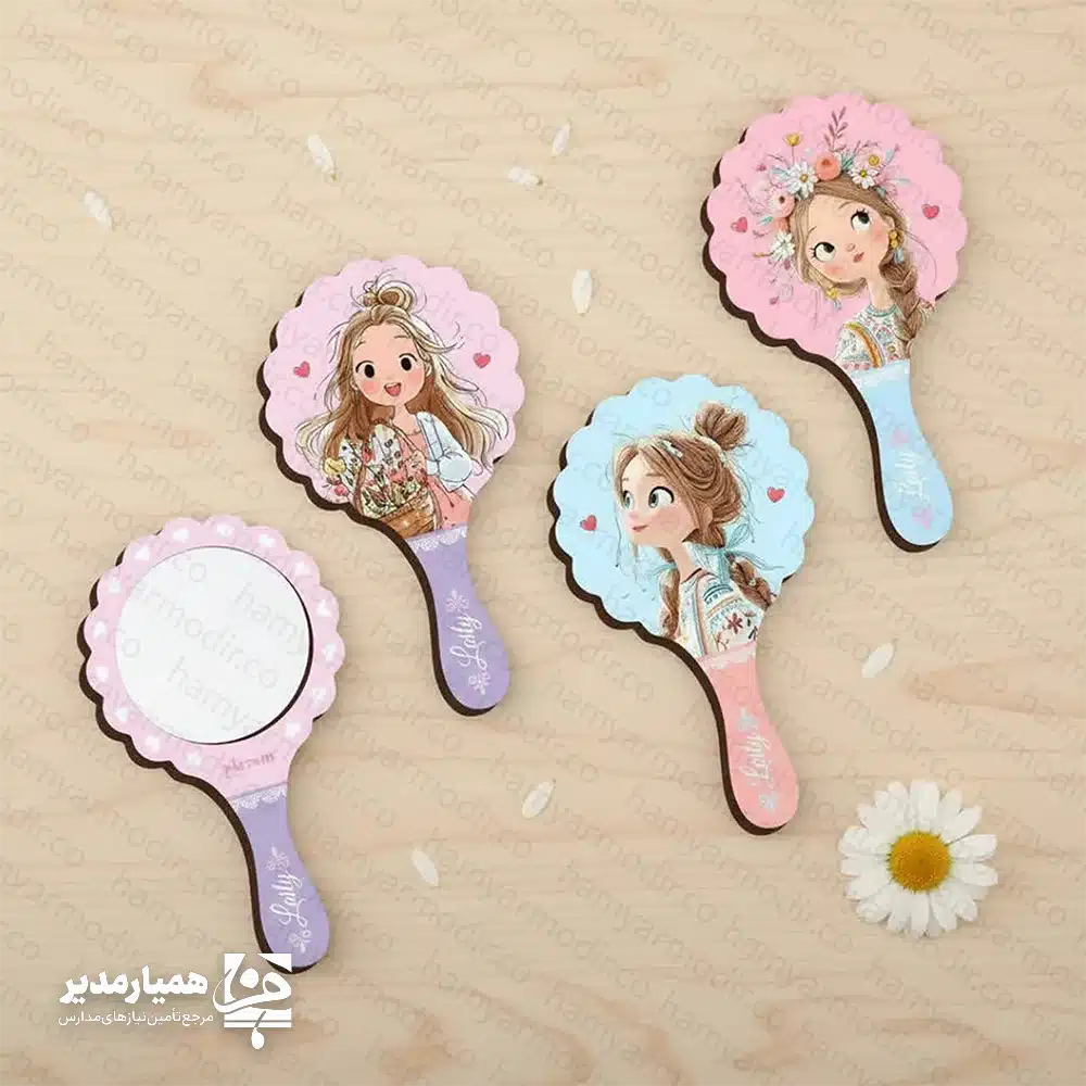آینه دستی دخترانه طرح یاسمن؛ هدیه‌ای لطیف و دوست‌داشتنی 🌸 آینه دستی دخترانه طرح «یاسمن» با طراحی زیبا و فانتزی، یکی از محصولات جذاب برای هدیه دادن به دختران در مناسبت‌های مختلف است. این آینه با الهام از طرح‌های شاد و دخترانه طراحی شده و می‌تواند هدیه‌ای خاطره‌انگیز برای دانش‌آموزان باشد. ✨ این محصول از جنس چوب و آینه ساخته شده است که علاوه بر زیبایی ظاهری، دوام و کیفیت مناسبی نیز دارد. وزن سبک آن باعث می‌شود به‌راحتی در کیف یا وسایل شخصی قرار گیرد و استفاده از آن برای کودکان و نوجوانان بسیار آسان باشد. 📏 مشخصات محصول: • جنس: چوب و آینه • ابعاد: ۸ × ۱۴ سانتی‌متر • وزن تقریبی: حدود ۳۰ گرم 🎁 کاربردهای محصول: • هدیه روز دختر • هدیه مناسب برای دانش‌آموزان • مناسب برای پک‌های مدارس • هدیه مناسبتی 🌼 آینه دستی دخترانه طرح یاسمن با طراحی زیبا، وزن سبک و کیفیت مناسب، انتخابی کاربردی و دلنشین برای هدیه دادن به دختران عزیز در برنامه‌ها است.