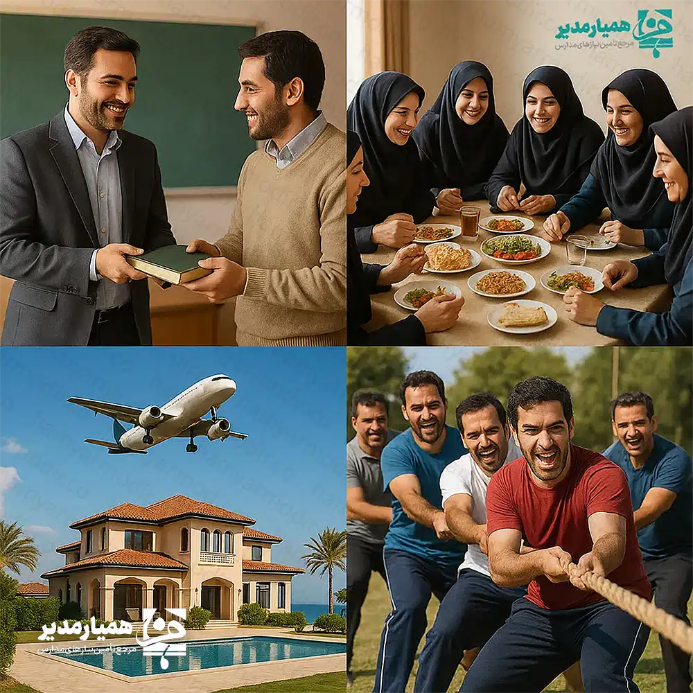 آموزش و پرورش هر کشور ستون فقرات پیشرفت پایدار آن است و 👨‍🏫 معلم، مهم‌ترین محور این نهاد بزرگ محسوب می‌شود. کیفیت آموزش نه تنها به توان علمی، بلکه به انگیزه، شوق و 🕊️ آرامش روانی معلم وابسته است. تجربه نشان داده که مدیران مدارس زمانی موفق‌ترند که علاوه بر مدیریت آموزشی، به رفاه و نیازهای معلمان نیز اهمیت دهند. ۱. 🏛️ جایگاه مسائل رفاهی در افزایش بهره‌وری معلمان مسائل رفاهی تنها به معنای 💰 حقوق و مزایا نیست، بلکه مجموعه‌ای از اقدامات برای ایجاد 😌 آرامش فکری، 🔒 امنیت شغلی، 🪑 راحتی محیط کار، 🎓 فرصت رشد حرفه‌ای، و 🤝 احترام سازمانی را در بر می‌گیرد. ۲. 👩‍💼 نقش مدیر مدرسه در تأمین رفاه معلمان 🌟 ایجاد محیط کاری محترمانه و همدلانه 📅 برنامه‌ریزی برای کاهش فشار کاری 📚 پشتیبانی از نیازهای آموزشی و حرفه‌ای 🏡 توجه به امکانات رفاهی فیزیکی ۳. 🔗 پیوند میان رفاه معلم و انگیزه کاری تحقیقات روانشناسی سازمانی نشان می‌دهد که 💖 رضایت شغلی پیش‌نیاز اساسی برای ایجاد 🔥 انگیزش درونی است. معلمی که از نظر رفاهی در وضعیت مطلوب باشد، با 🌈 اشتیاق، ✨ خلاقیت و ⏳ صبر بیشتری در کلاس حضور پیدا می‌کند. ۴. ⚠️ پیامدهای بی‌توجهی به مسائل رفاهی بی‌توجهی مدیر به رفاه معلمان، عواقبی چون 📉 افت کیفیت تدریس، 💤 بی‌انگیزگی و 🚪 ترک شغل را به همراه دارد. چنین فضایی بر روحیه دانش‌آموزان 🎒 و اعتبار مدرسه تأثیر منفی می‌گذارد. ۵. 🛠️ راهکارهای عملی برای مدیران مدارس 👂 گوش دادن فعال به مشکلات معلمان 🏆 ایجاد سیستم تقدیر و تشویق 🪑 تأمین زیرساخت‌های رفاهی ساده اما مؤثر 📅 برنامه‌ریزی منعطف 🤝 جلب حمایت اولیا و خیرین در عین حال در رابطه با توجه به نکات رفاهی کارکنان مدارس ایده هایی وجود دارد که با توجه به شرایط و نوع مدارس بسیاری از آنها قابل اجراست و نتایج بسیار شگفت انگیزی را نیز به دنبال دارد که در زیر به طور خلاصه به آنها می پردازیم . &nbsp; تشکیل صندوق قرض الحسنه ی  برای همکاران، با سرمایه گذاری اولیه ی همکاران و جذب سرمایه ی اولیه از برخی مراکز و کسر مبلغ عضویت ماهانه از همکاران شاغل در مؤسسه که داوطلب عضویت در صندوق یاد شده می باشند  به صورت ماهانه. &nbsp; -در چنین فرایندی همکاران شاغل در مدارس می توانند به عنوان ضامن یکدیگر معرفی گردند. -قرعه کشی می تواند به صورت ماهانه و با تأکید بر رفع مشکلات ضروری افراد متقاضی صورت پذیرد. -قرعه کشی می تواند در هر مدرسه به صورت غیر متمرکز انجام شود . فراهم آوردن امکان دریافت وام های کم بهره ی از بانک های طرف حساب مدرسه برای همکاران اهدای تقدیر نامه و هدیه در روز زن یا مرد به همکاران به منظور بزرگداشت میلاد حضرت علی (ع) و حضرت فاطمه (س) اهدای تقدیر نامه در روز زن یا روز مرد به همسران همکاران به منظور تقدیر از فراهم آوردن محیطی مملو از آرامش در زندگی خانوادگی و تأثیر آن در روند کاری همکار. اهدای هدیه و یا یادبود به همکاران به مناسبت فرارسیدن روز میلاد ایشان. اهدای هدیه به کارکنانی که اتفاق خاصی مثل تولد نوزاد ، ازدواج خود ، ازدواج فرزندان و ... برای ایشان به وجود می آید. برگزاری برخی جلسات و مراسم در اماکن خاص مثل هتل ها یا مراکز اقامتی شهری و پذیرایی مناسب از ایشان. برگزاری برخی مراسم مثل بزرگداشت روز معلم و یا صرف افطار ، با حضور همکاران و اعضای خانواده ی ایشان به منظور ایجاد همدلی بیشتر و تکریم شخصیت همکاران در مقابل دیدگان خانواده های ایشان.در این گونه مراسم برنامه های متنوعی برای اعضای خانواده در نظر گرفته می شود . ایجاد تنوع در اقلام مربوط به صبحانه ی همکاران در نظر گرفتن یک ماده ی غذایی به عنوان میان وعده برای استفاده ی همکاران سفارش لیوان به نام هریک از همکاران به منظور رعایت پروتکل های بهداشتی و تکریم شخصیت ایشان. فراهم آوردن استفاده از تخفیف های ویژه ی مراکز ورزشی ، تفریحی و یا رستوران ها برای همکاران و اعضای خانواده های ایشان جهت حضور در آن مراکز. تهیه ی یک تندیس یا هدیه برای تبریک تولد فرزندان همکاران. در نظر گرفتن تخفیف ویژه جهت ثبت نام فرزندان همکاران در مدارس. اهدای سبد خانوار به همکاران این مورد می تواند در قالب آجیل ، شکلات و ... به جهت بزرگداشت عید نوروز و شب یلدا صورت پذیرد. فراهم آوردن شرایط سفرهای زیارتی و یا سیاحتی برای همکاران و خانواده های ایشان.این مورد می تواند از طریق هماهنگی با برخی هتل آپارتمان های شهرها(به ویژه مشهد مقدس) جهت حضور همکاران و خانواده های ایشان در ایام غیر پیک صورت پذیرد.در چنین مواردی با توجه به تعداد متقاضیان ، می توان از قرعه کشی استفاده نمود . &nbsp; برگزاری اردوهای تفریحی برای همکاران حد اقل دو بار در سال شیوه و هزینه ی رفت و آمد همکاران بر عهده ی متقاضیان خواهد بود . برگزاری اردوهای درون مدرسه ای فصلی برای همکاران و استفاده ی ایشان از امکانات ورزشی مدرسه در روزی خاص به منظور ایجاد همدلی بیشتر در بین ایشان. فراهم آوردن امکان برگزاری کلاس های آموزش هنر ، زبان و ... به وسیله ی همکاران مربوطه برای سایر همکاران تقدیر از همکاران تمام وقت با توجه به مناسبت های تقویمی ذی ربط(روز تربیت بدنی ، روز حسابدار و ...) بهره مندی از خدمات بهداشتی ،اجتماعی و ... اولیا ، جهت مشاوره و رفع مشکلات احتمالی همکاران در نظر گرفتن بودجه ی خاص برای رفع مشکلات غیر مترقبه ی به وجود آمده برای همکاران &nbsp; &nbsp; نتیجه‌گیری 🌟 مدیر مدرسه اگر بخواهد فضایی سرشار از ⚡ انگیزه، 🧠 نوآوری و ❤️ تعهد بسازد، باید رفاه معلمان را در اولویت قرار دهد. معلم شاد، محیط آموزشی شاد می‌سازد و این شادی، بذر موفقیت 🌱 نسل آینده را می‌کارد.