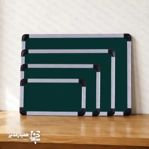 تخته گرین‌برد مغناطیسی : کیفیت، دوام و ظرافتی بی‌نظیر برای فضاهای آموزشی 🪵✨ تخته گرین‌برد مغناطیسی، انتخابی هوشمندانه و بادوام برای مدارس، آموزشگاه‌ها، کلاس‌های درس و تمامی مراکز آموزشی است. این تخته را در سایزهای پرفروش 20×30، 30×40، 40×60 و 50×70 سانتی‌متر عرضه می‌کنیم تا نیاز شما را به بهترین شکل پوشش دهیم. 💎 جزئیات ساخت، تضمین‌کننده کیفیت ۱. قاب فلزی مقاوم و گوشه‌های ایمن ABS 🔩🛡️ ما در ساخت این تخته، از آلومینیوم رنگ‌کاری‌شده و اکسترود شده برای قاب استفاده کرده‌ایم. این انتخاب، ظاهری مرتب و حرفه‌ای به تخته می‌بخشد و استحکام آن را به‌طور چشمگیری افزایش می‌دهد. همچنین، گوشه‌های تخته از پلاستیک تزریقی ABS ساخته شده‌اند که مقاومت و ایمنی بیشتری را در استفاده روزمره تضمین می‌کنند. ۲. مغزی MDF واناچای مالزی: سبکی، مقاومت در برابر رطوبت و دوام بالا 🪵💧 برای بخش پشتی این محصول، از MDF  بهره برده‌ایم. این متریال، وزن سبک، مقاومت عالی در برابر رطوبت و دوام بالا در شرایط مختلف را برای تخته به ارمغان می‌آورد. در نتیجه، تخته نهایی هم سبک و ظریف است و هم مقاوم و قابل اعتماد. ۳. سطح صاف و مغناطیسی باکیفیت 🧲 سطح صاف و یکدست این تخته، کیفیت بالای متریال را به وضوح نشان می‌دهد و تفاوت آن را با نمونه‌های ساخته‌شده از نئوپان یا متریال‌های معمولی آشکار می‌سازد. همچنین، خاصیت مغناطیسی آن، امکان نصب یادداشت‌ها، تصاویر و برگه‌ها را با مگنت فراهم می‌کند. 🪝 نصب آسان، کاربرد فراگیر تمام تخته گرین‌بردهای مغناطیسی ، دارای قلاب آویز هستند و به‌راحتی روی دیوار یا پایه نگهدارنده نصب می‌شوند. این ویژگی، نصب سریع و بی‌دردسر را برای شما ممکن می‌سازد. 📏 نیاز به سایز خاص دارید؟ اگر سایز دلخواه شما در بین گزینه‌های موجود نیست، از طریق آیدی ایتا یا بله با ادمین «همیار مدیر» در ارتباط باشید. ما شما را برای ثبت سفارش سفارشی و دریافت مشاوره راهنمایی خواهیم کرد. ارتباط با کارشناسان